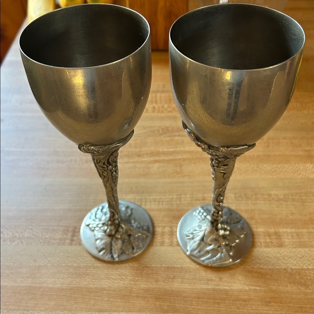 Godinger Silver Goblets with Intricate Stem Design